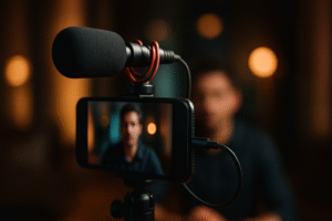 Como gravar video no celular com microfone externo